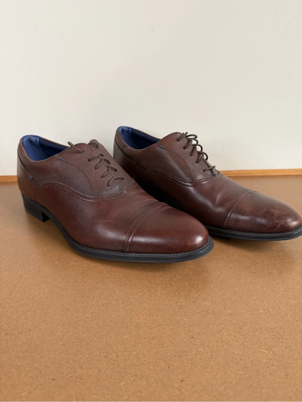Ted Baker Dark Brown Leather Cap-Toe Derbys